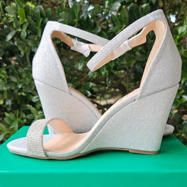 Lauren Lorraine Silver Shimmer Wedge Sandal