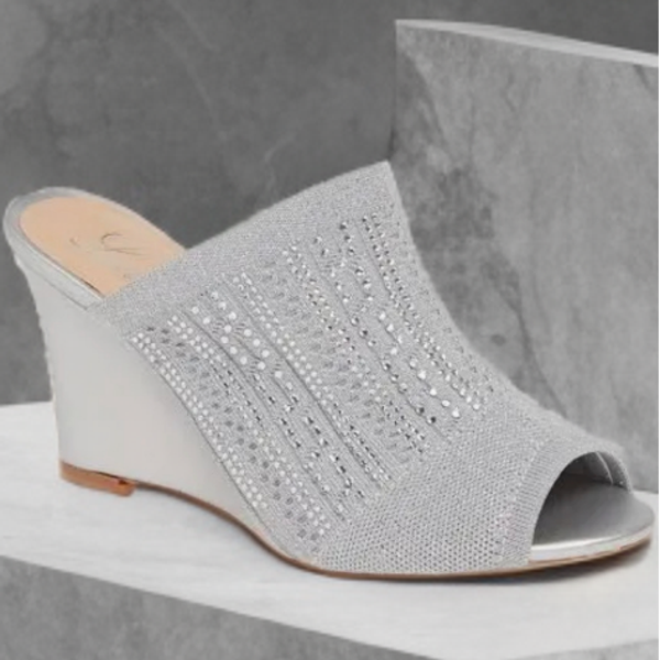 Lauren Lorraine Silver 'Martha' Women's Wedge