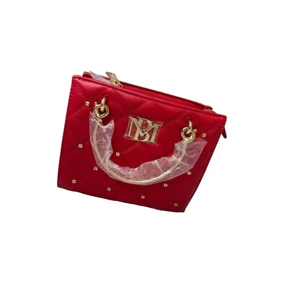 Badgley Mischka Red quilted Handbag w/ gold hardware