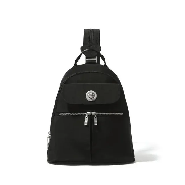 BAGGALLINI Naples convertible nylon padded women's small backpack sling bag -BLK