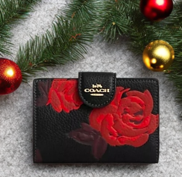 Coach Medium Corner Zip Wallet w/ Floral Print