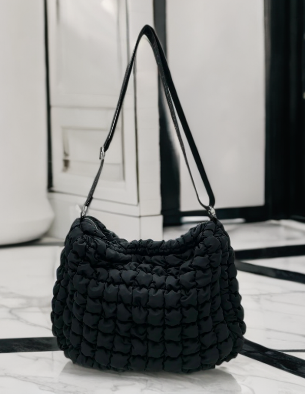 Valentino Orlandi Large Quilted Nylon Crossbody Bag