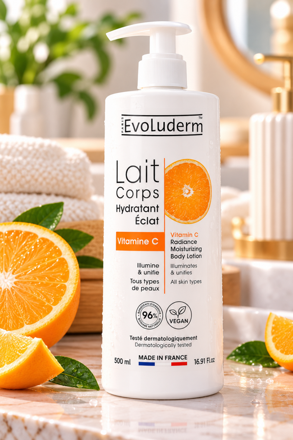 Lait Corps Hydratant Éclat Vitamine C - 500 ml - 96% d'Ingrédients d'Origine
