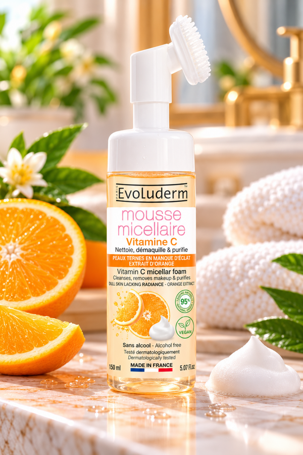 Mousse Micellaire Nettoyante Vitamine C - 150ml - 96% d'Ingrédients d'Origine Naturelle