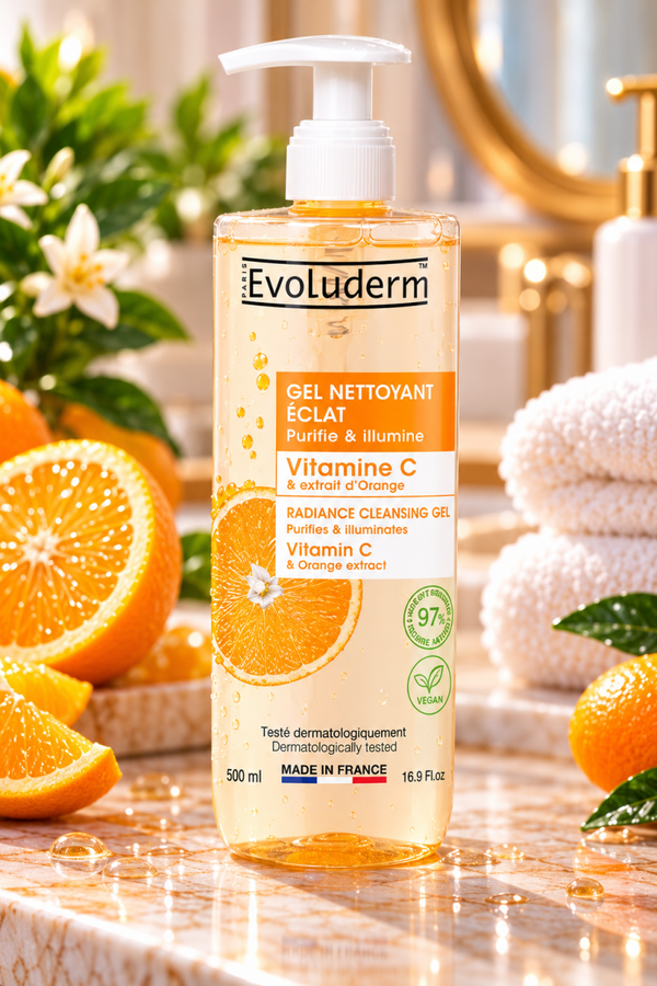 Gel Nettoyant Eclat Vitamine C - 500ml - 97% d'Ingrédients d'Origine Naturelle