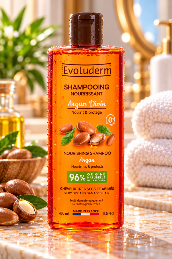 Shampoing Nourrissant Argan Divin - 400ml - 96% d'Ingrédients d'Origine Naturelle
