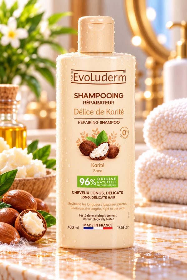 Shampoing Réparateur Délice de Karité - 1000ml - 96% d'Ingrédients d'Origine Naturelle