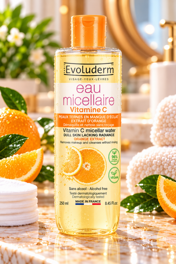 Eau Micellaire Démaquillante Vitamine C - 250ml - 96% d'Ingrédients d'Origine Naturelle
