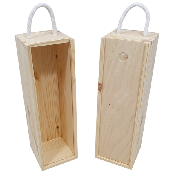 Wijnkist met schuifdeksel voor 1 fles