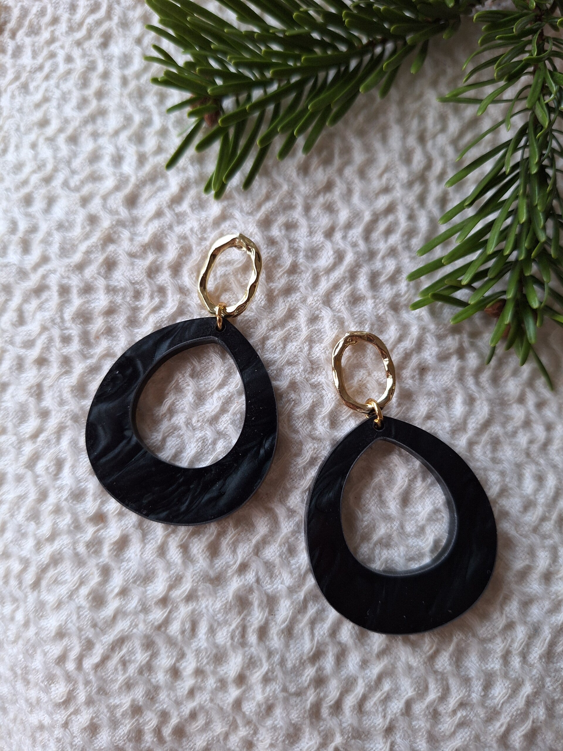 Oorbel Elle Parelmoer zwart