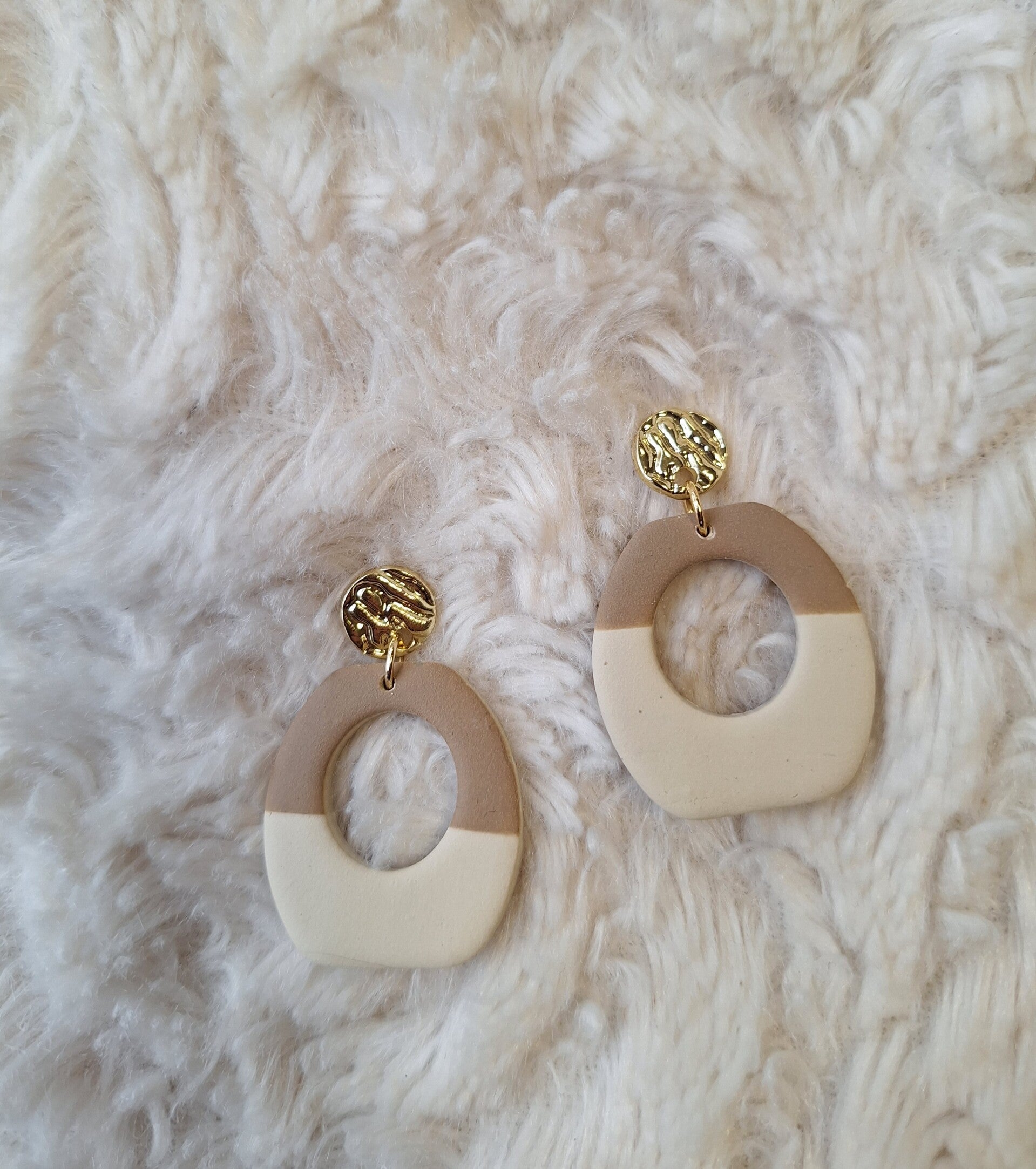 Oorbel Klei Zand/Bruin