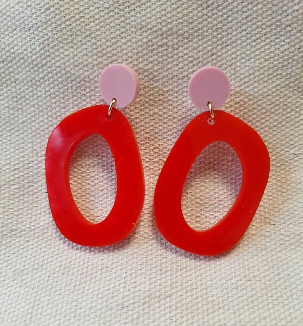 Oorbel Rood/lichtroze