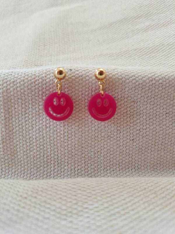 Oorbel Smiley Roze