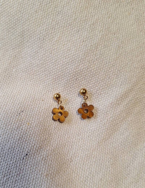 Oorbel Flower bruin