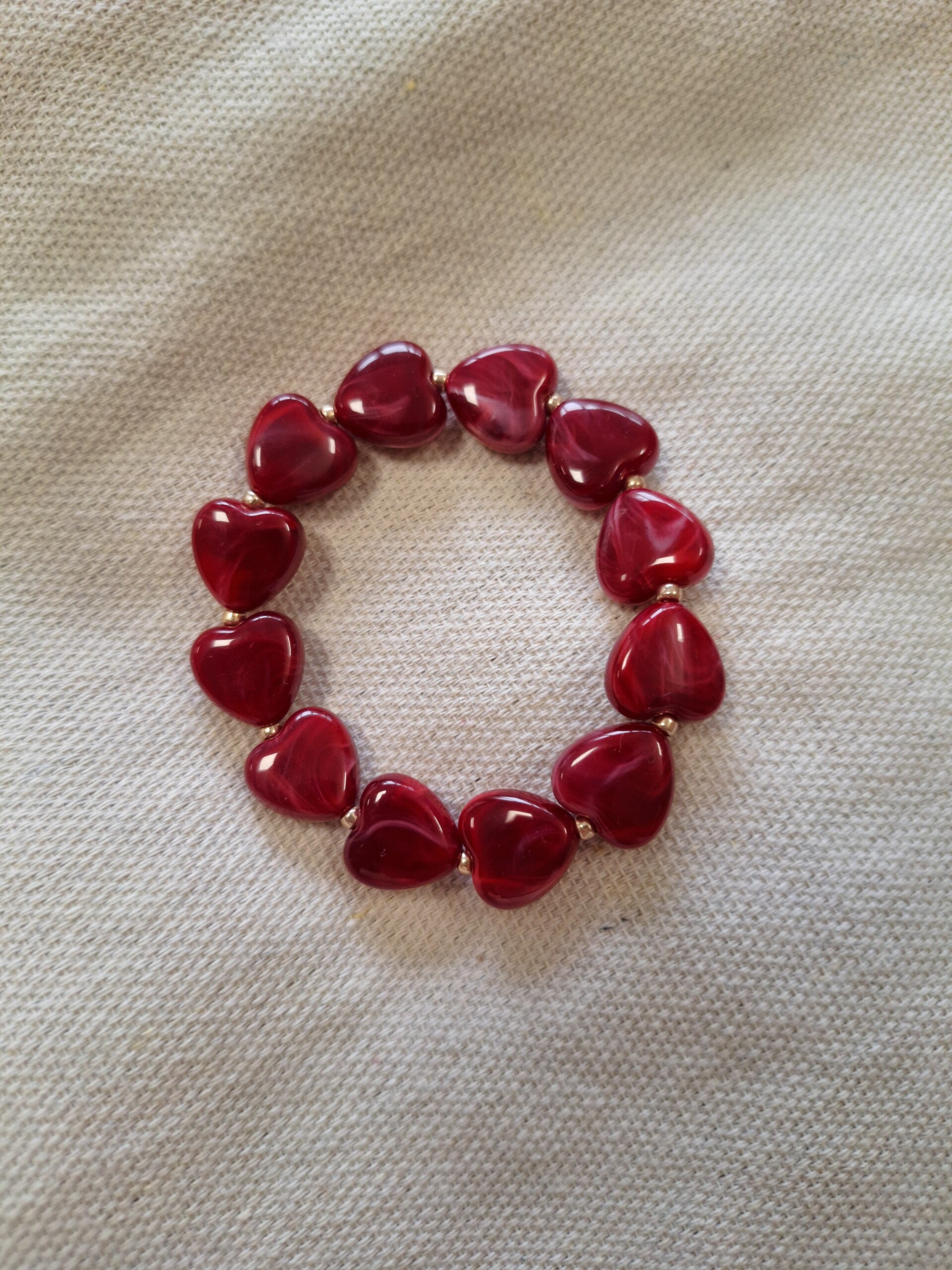 Hartjes armband Bordeauxrood