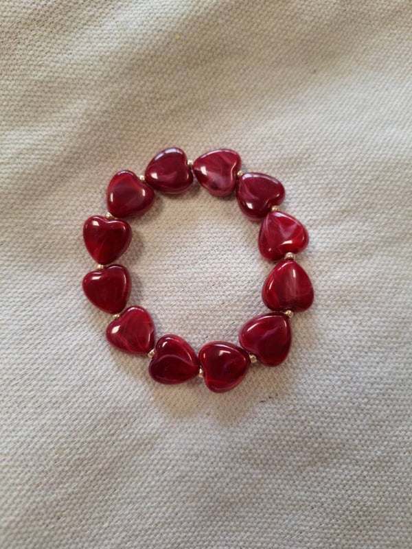 Hartjes armband Bordeauxrood