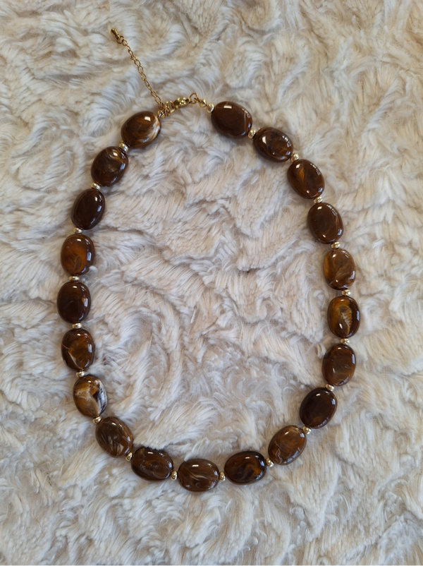 Ketting Donkerbruin Plat