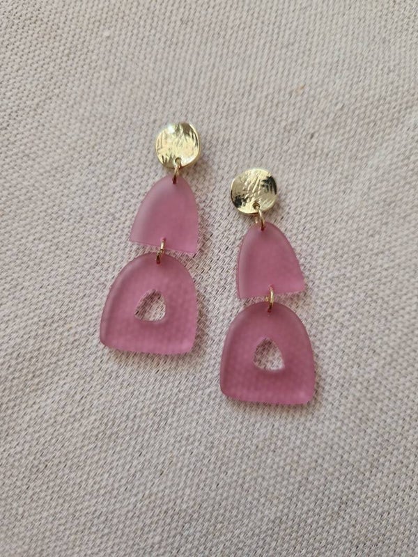 Oorbel Saar paars/roze