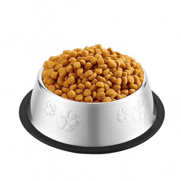 Roestvrij voerbak met antislip rubberen basis