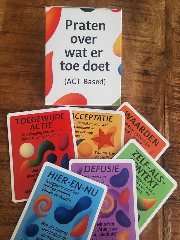 Kaartenset  ‘Praten over wat er toe doet’ - ACT based   ( binnenkort verkrijgbaar)