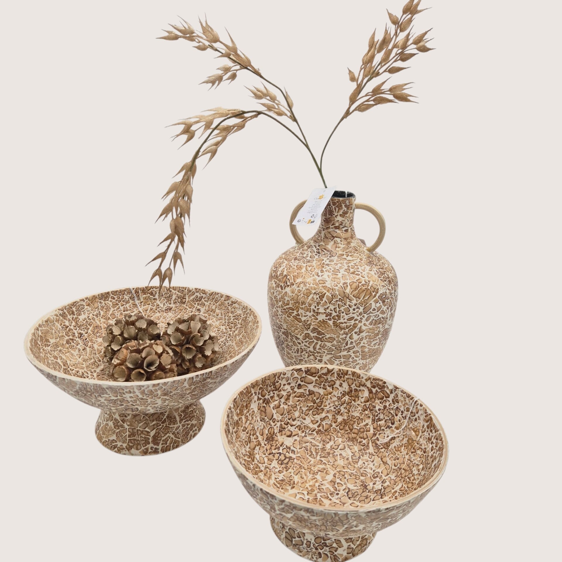 Bamboo schalen en kruik/vaas