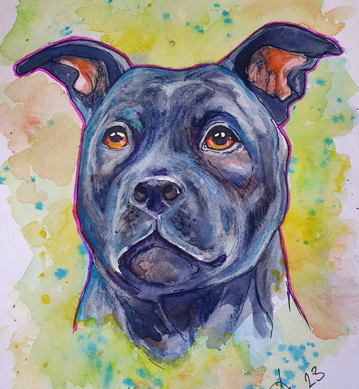STAFFIE / STAFFORDSHIRE Bull Terrier Greetings Card Cute