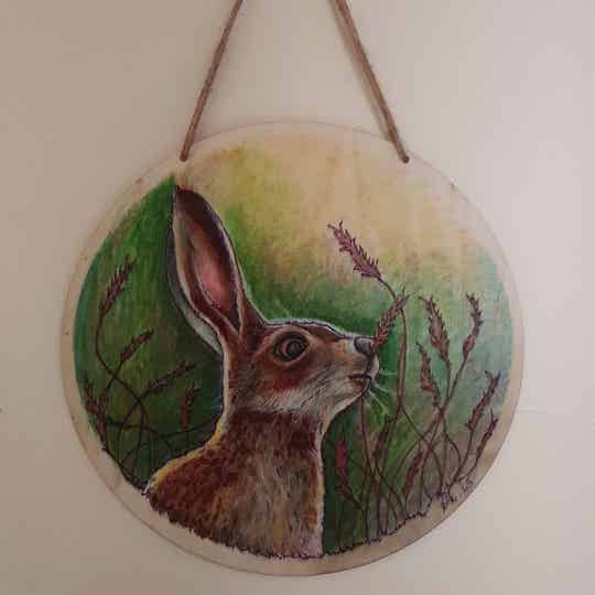 Hare wall hanging original artwork