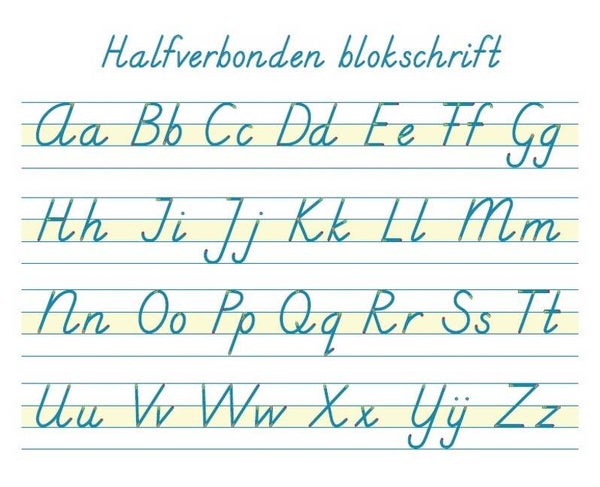 Alfabet tafelkaart gr. 4 t/m 8 - halfverbonden schrift - set van 30