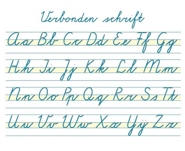 Alfabet tafelkaart gr. 4 t/m 8 - verbonden schrift - set van 30