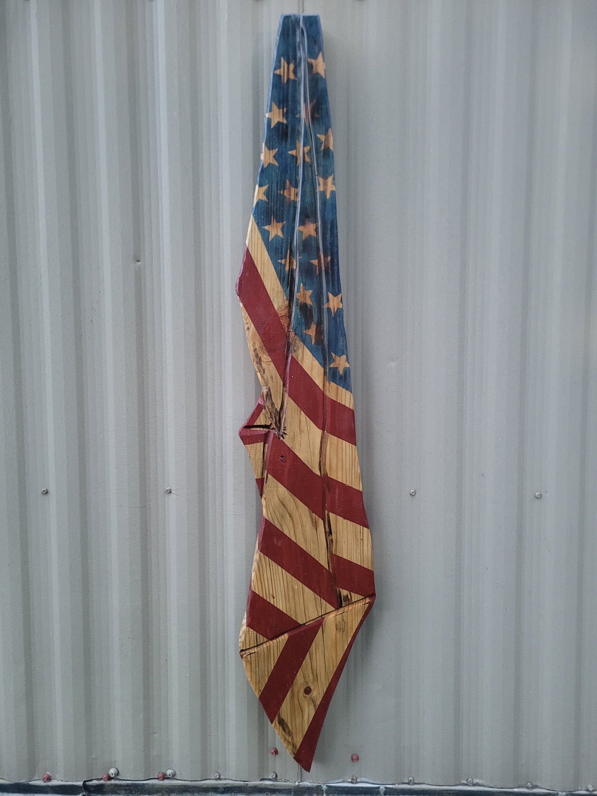 Hanging Wooden American Flag