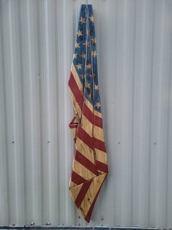 Hanging Wooden American Flag