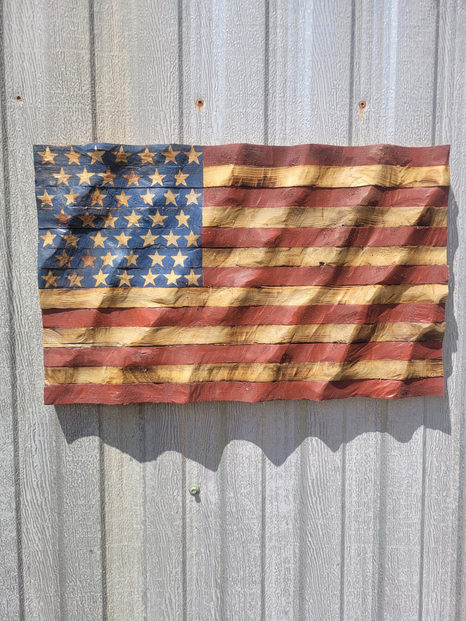 Wavy wooden flag