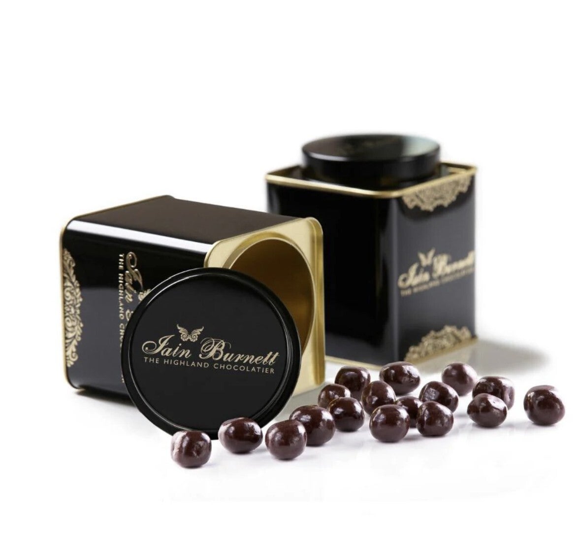 Decorative Tin of Crystallised Ginger in Dark Chocolate