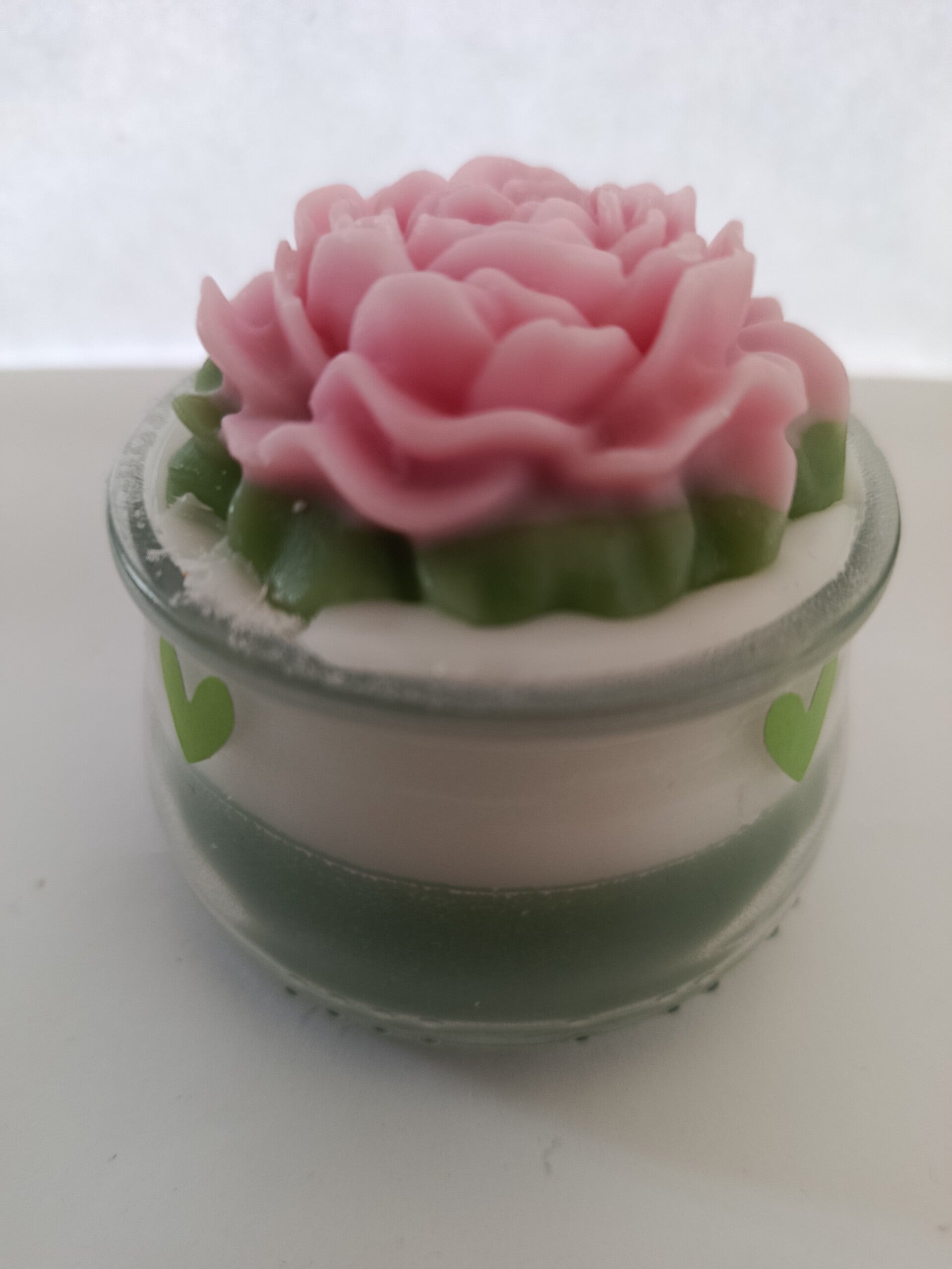 Contenant fleur vert/blanc/rose