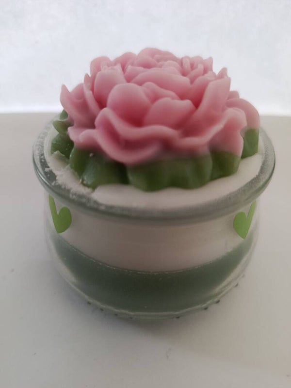 Contenant fleur vert/blanc/rose