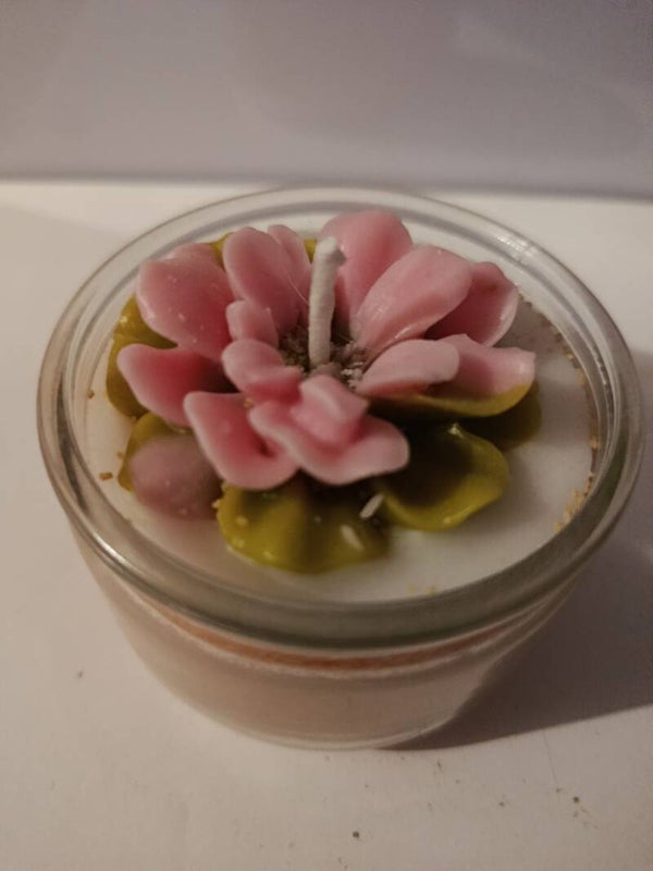 Fleur verte/rose