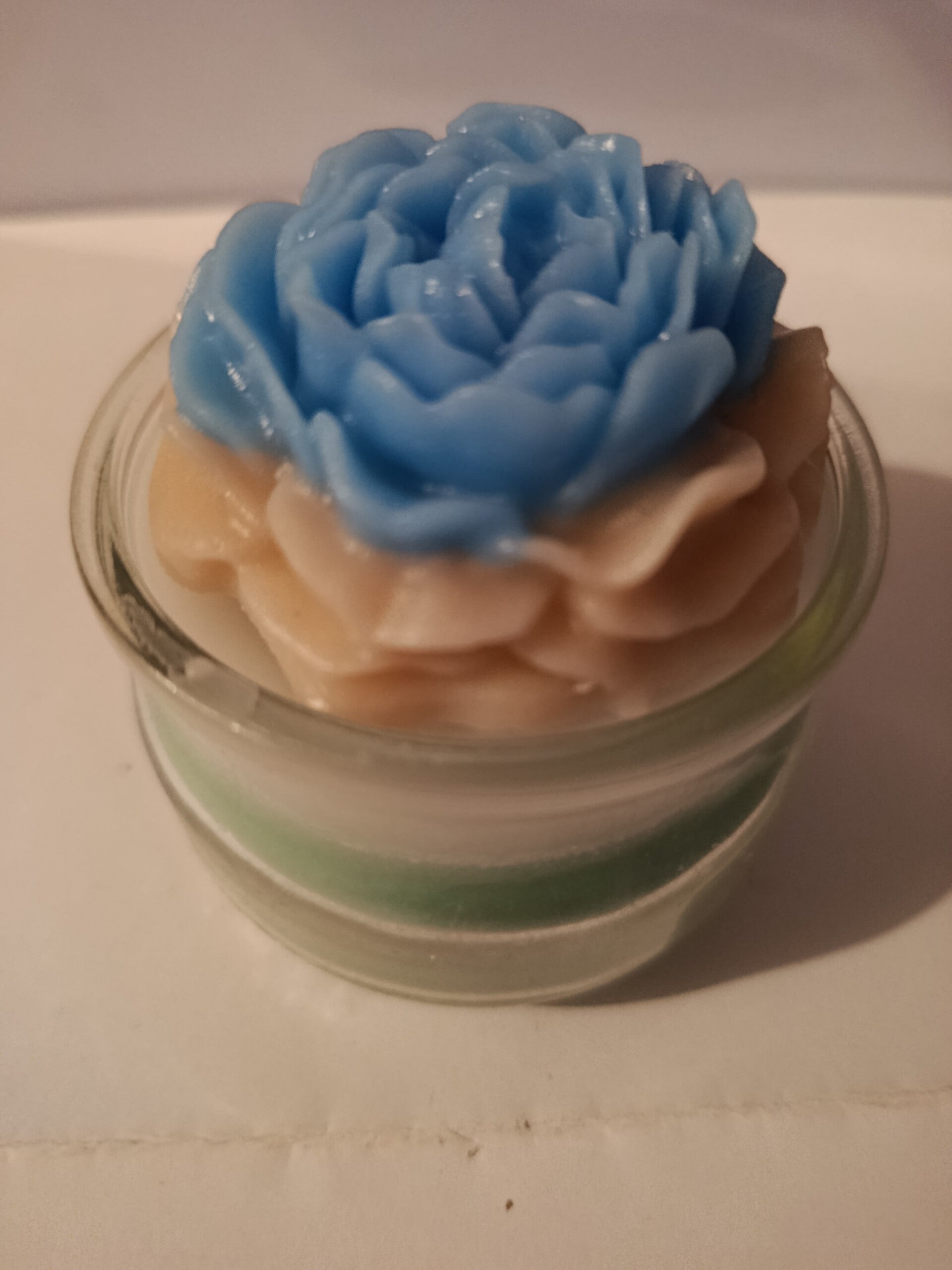 Fleur crème/bleu