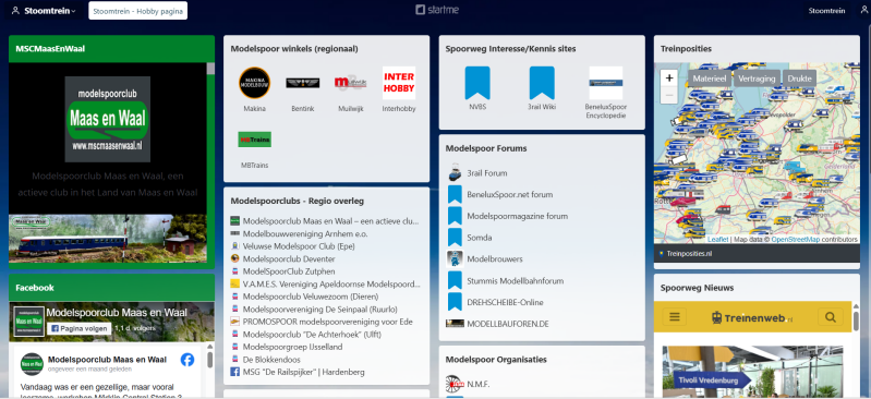 Voorbeeld StartMe pagina van Stoomtrein.
