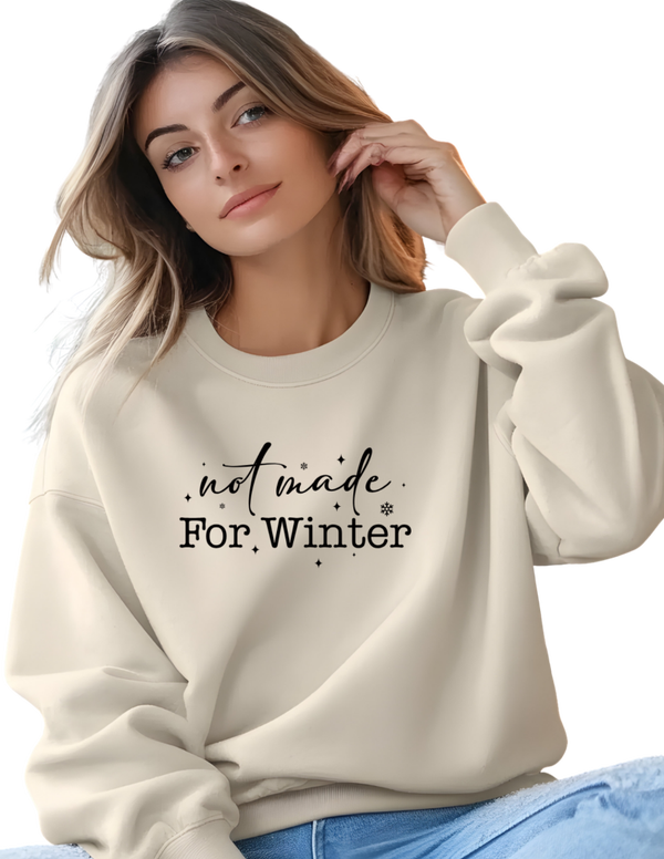 Sweater “Not Made For Winter”  warme beige wintertrui met opdruk