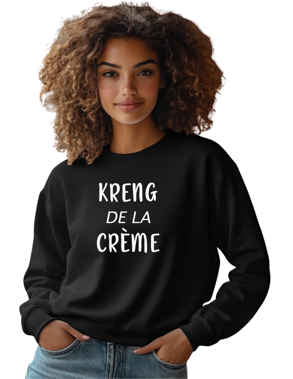 Trui met quote kreng de la crème zwart
