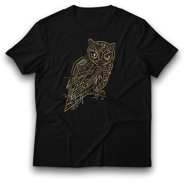 Elektrische Eule Uhu Elektrisch Owl Greifvogel Vogel Fun T-Shirt schwarz 110 - 3XL Baumwolle