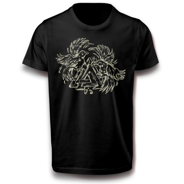 Wikinger Raben Symbol T-Shirt 122-3XL 100% Baumwolle Odin Valhalla, Tribal, Vogel, Kampf, Krieger, Krähe, Ragnar