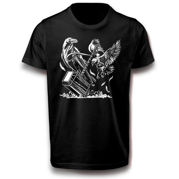 Hammer und Krähenvögeln Thorshammer T-Shirt 122 - 3XL 100% Baumwolle Rabe Odin Valhalla Ragnar Lodbrok