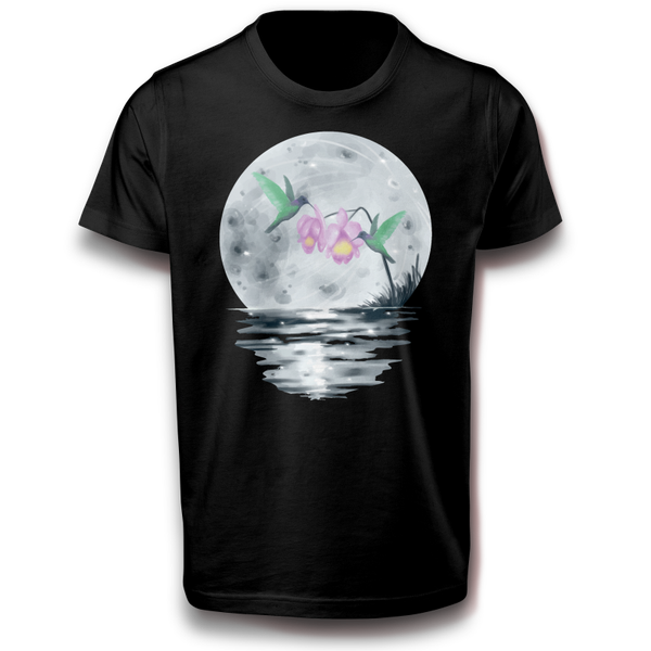 Kolibris im Vollmond B&C T-Shirt 122 - 3XL 100% Baumwolle Vögel Design Spaß Lustig Geschenkidee