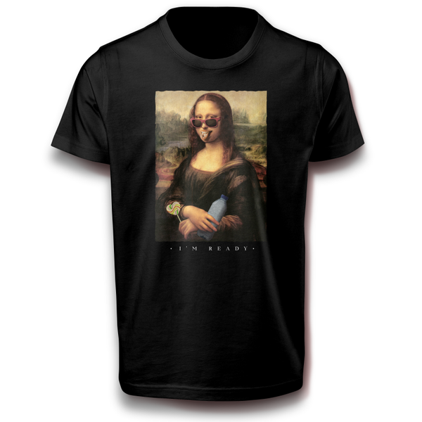 Lustige Mona Lisa Spaß Gemälde T-Shirt 122 - 3XL Baumwolle Fun Spaß Lustig Geschenkidee