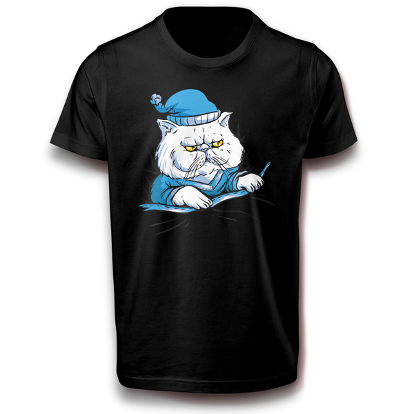 Schläfrige Katze im Pyjama T-Shirt 122 - 3XL Baumwolle Spaß Lustig Geschenkidee