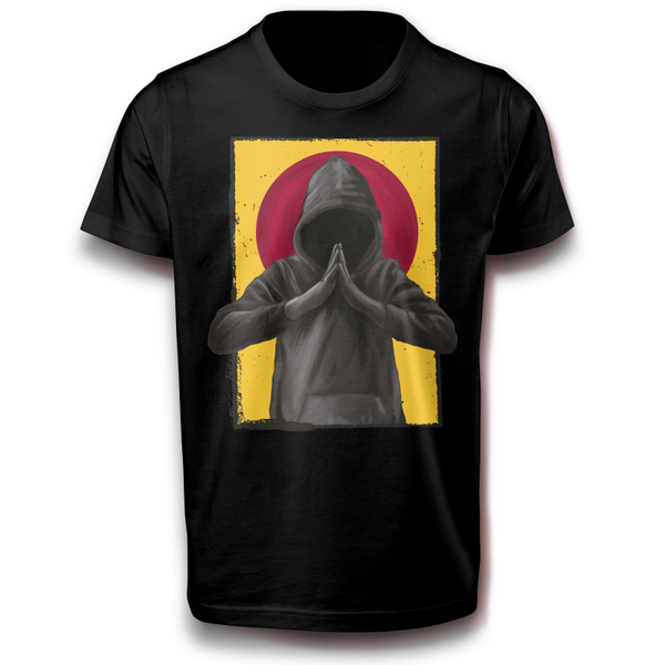 Mann mit Kapuze der betet T-Shirt 122 bis 3XL Baumwolle Gebet Religion Spaß Lustig