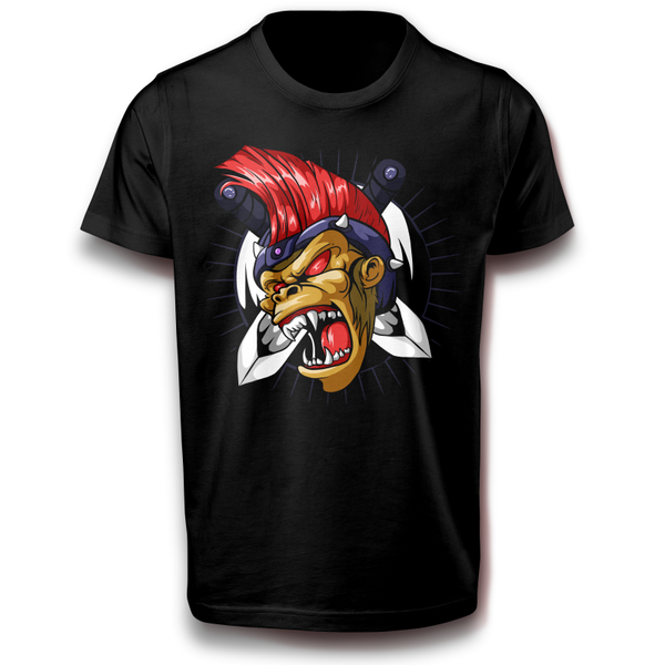 Primaten Affen Krieger Wütender Affe T-Shirt 122 - 3XL Baumwolle Rüstung Kämpfer