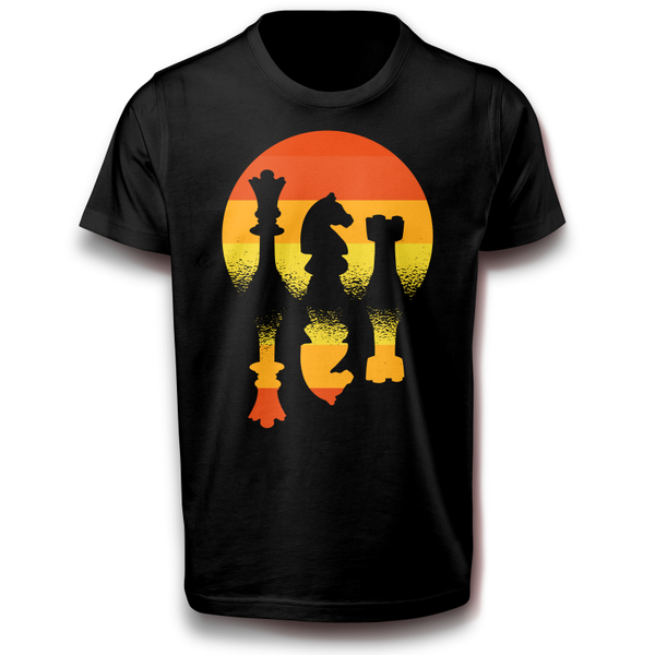 Retro Schachfiguren Schach Spiel T-Shirt 122 - 3XL Baumwolle Spaß Sonnenuntergang