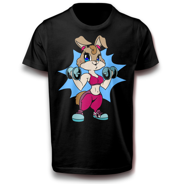 Fitness Fitnesstudio weibliches Kaninchen Sport Hase T-Shirt 122 - 3XL Baumwolle Spaß Hasendame